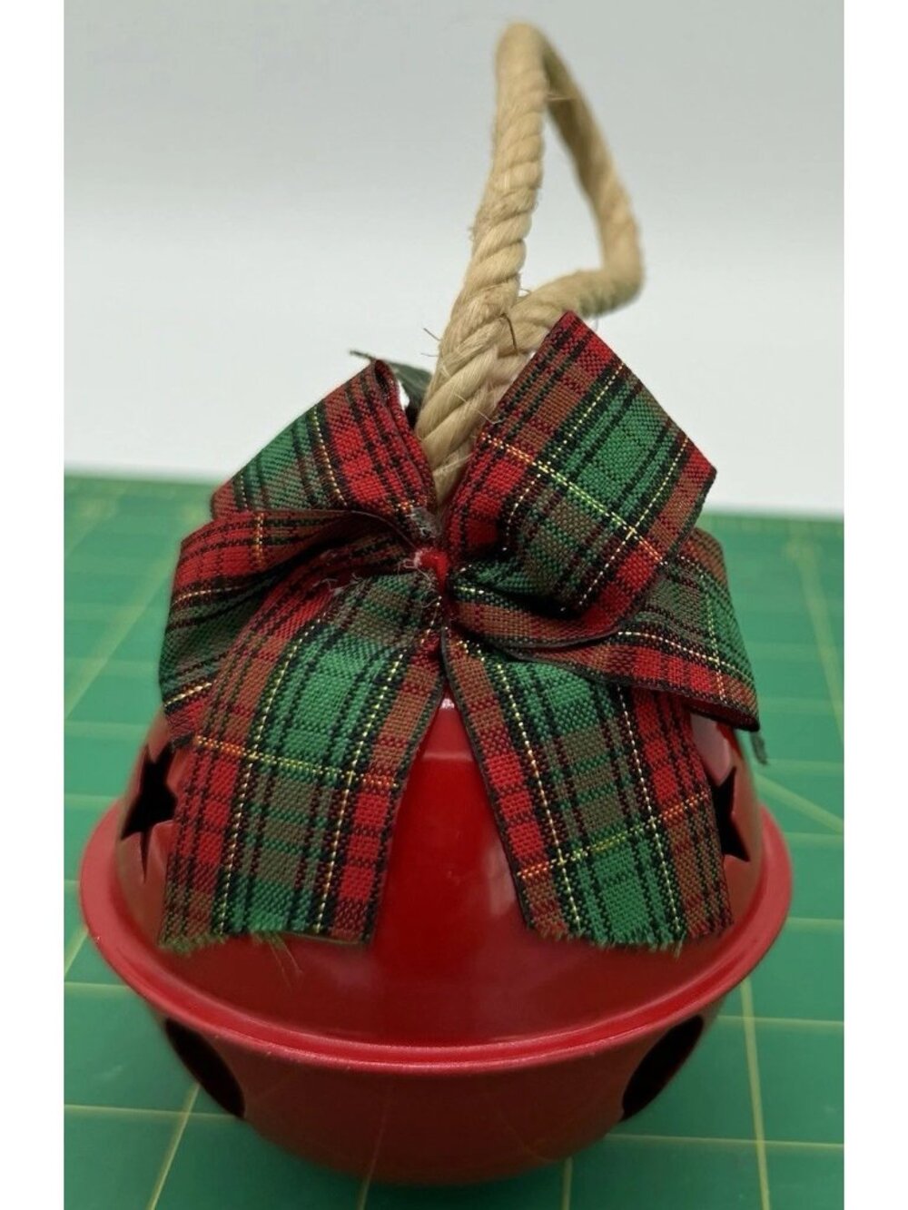 Sleigh Jingle Bell Holly & Ribbon Door Hanger Ornament 3”